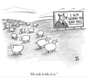 Paul Noth cartoon, wolf and sheep, from the New Yorker