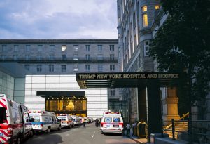 Image of Trump hotel converted to hospital.